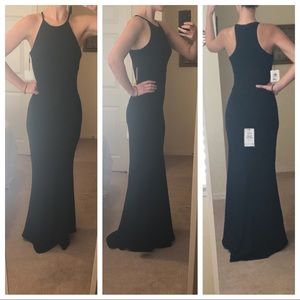 calvin klein crepe halter gown